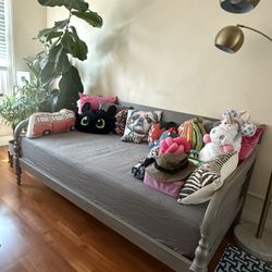 Antique Gray Wood Indonesian Daybed Frame