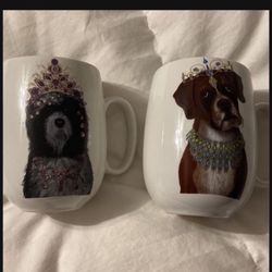 Two Certified International Fab Funky Dog Themed Coffee Cups