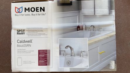 NEW Moen Caldwell Deck-Mount Tub Faucet - Brushed Nickel (Spot Resist)