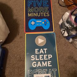 Two Gamer Signs For Boys Room $ 5