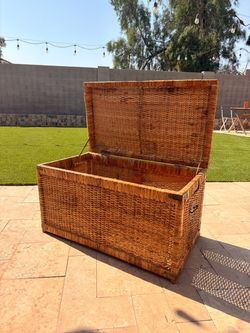 Rattan Trunk with Brass Detail