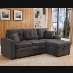 New! REVERSIBLE Comfy Sofa With Pullout Sleeper! 