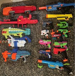 Large Lot of Nerf and X-Shot Blasters