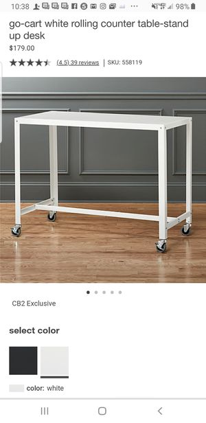 Go Cart White Rolling Counter Table Stand Up Desk From Cb2 For