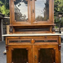 Authentic 19th Century Austrian Hutch w Marble Top 