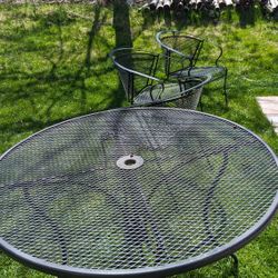 Wrought Iron Bistro Table And 3 Chairs