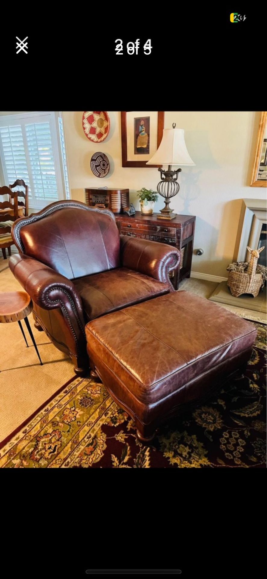 Beautiful Top Grain Chair And Ottoman