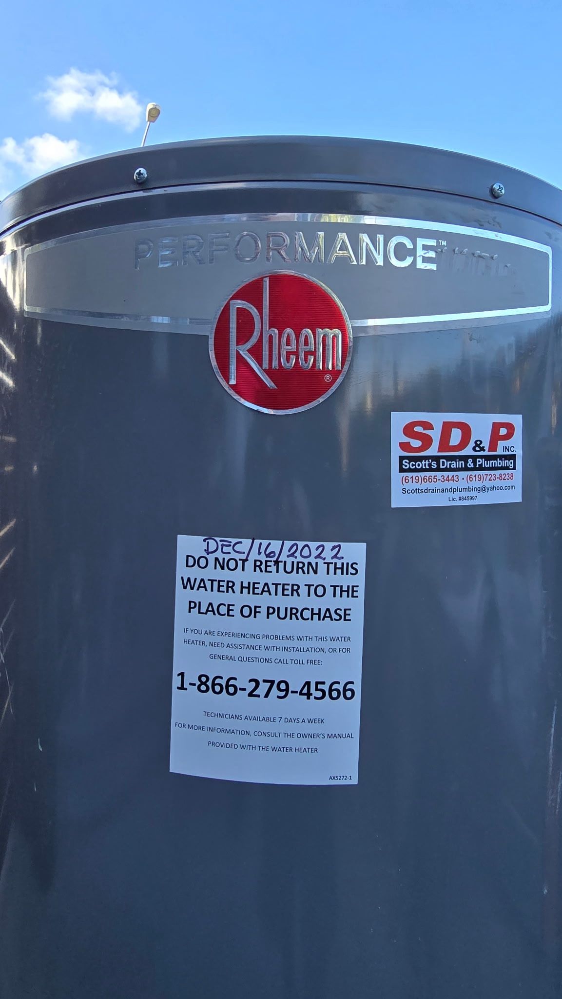 Rheem Water Heater- 50 Gal.