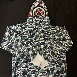 Blue Bape Camo Full Zip Hoodie