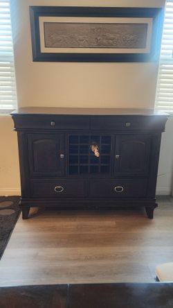 Dark Wood Sideboard with Wine Rack