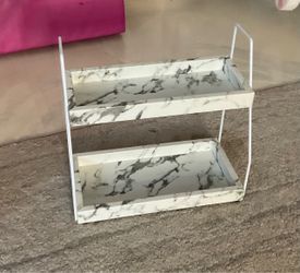 2-Tier Marble Pattern Vanity Organizer Shelf