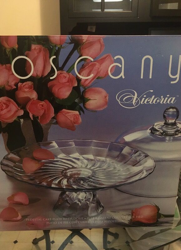 2pc Glass Cake Stand/ Clear Desert Bowl