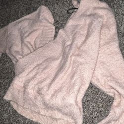 Women’s Pink Fuzzy Sweater
