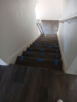 Laminate floors, vinyl planks, walk in showers tub around, etc.