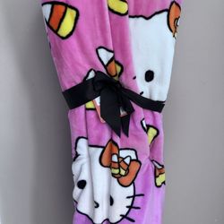 hello kitty pink halloween candy corn blanket 