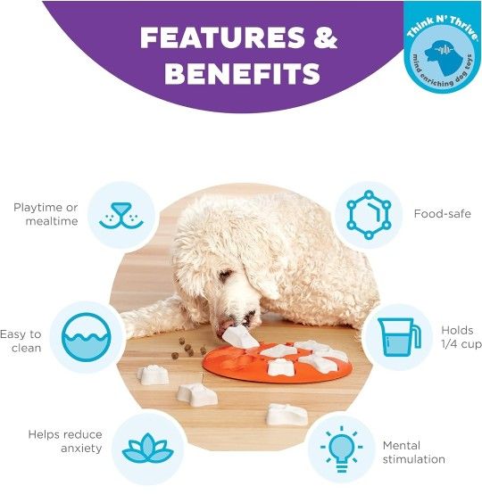 Dog Smart Dog Puzzle Interactive Treat Puzzle Dog Enrichment Dog Toy, Level 1 Beginner, Orange