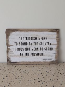 Rustic Theodore Roosevelt Patriotism Wood Wall Sign