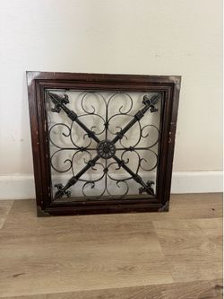 Square wood and metal wall decor