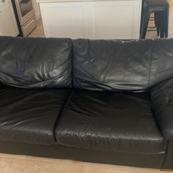 Black Leather Pullout Couch
