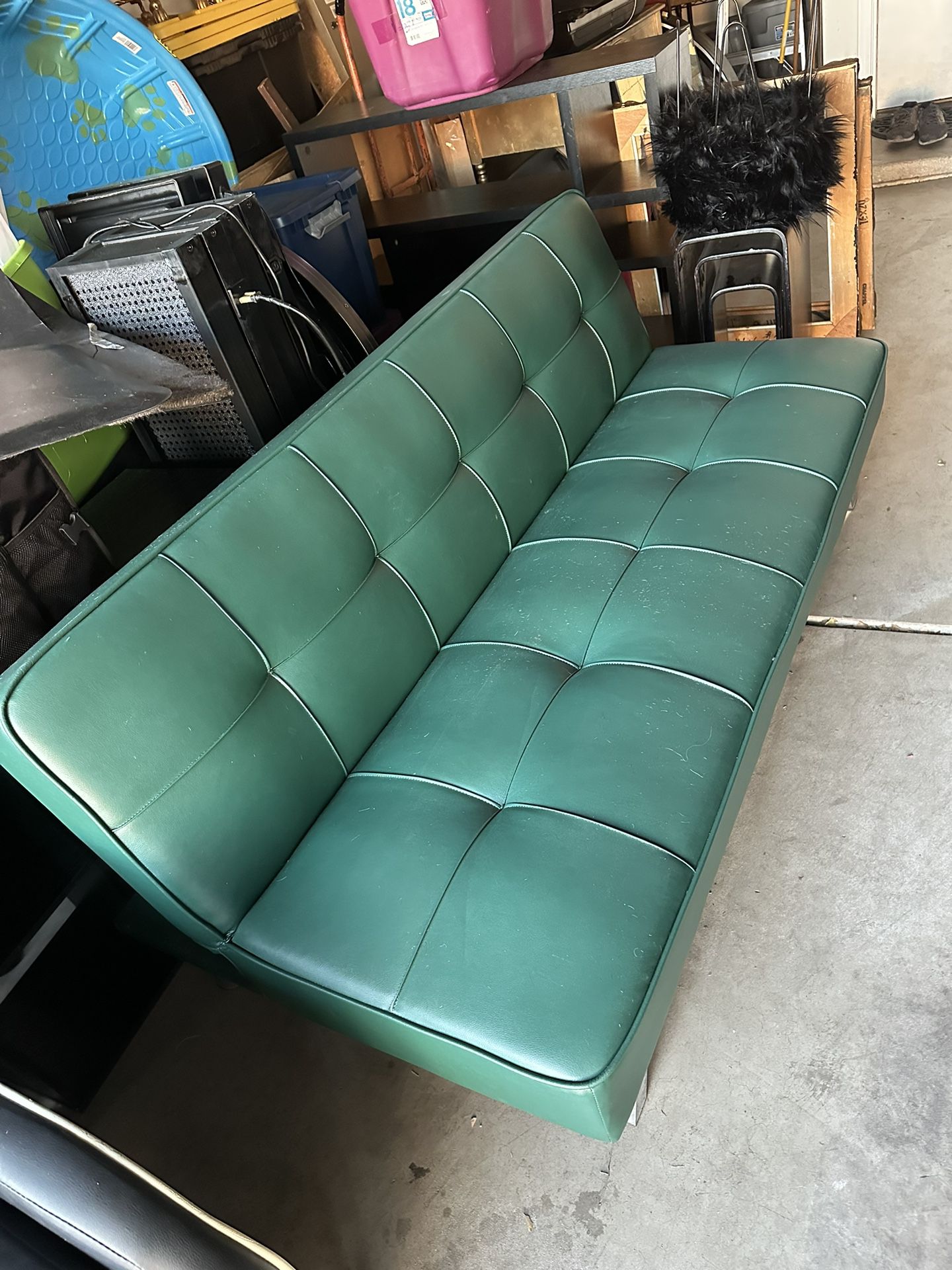 NEW Green Faux Leather Fold Out Sofa
