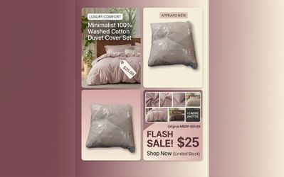 Bedsure 100% Washed Cotton Duvet Cover Set