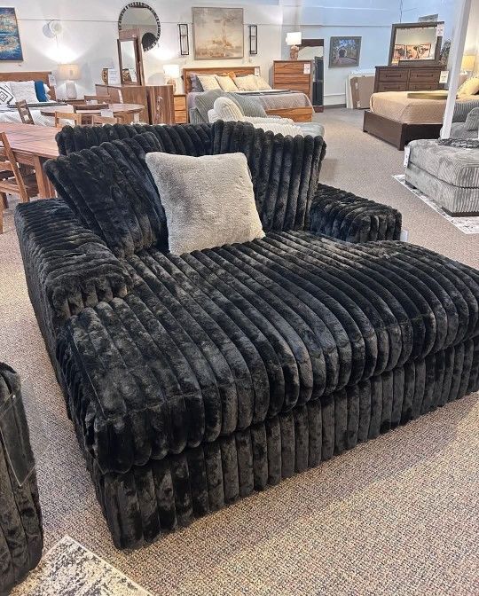 New Plush Black Oversized Chaises