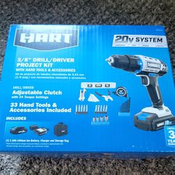 HART 20-Volt Cordless 36-Piece Project Kit, 3/8-inch Drill/Driver and 10-inch Storage Bag, (1) 20-Volt 1.5Ah Lithium-Ion Battery

