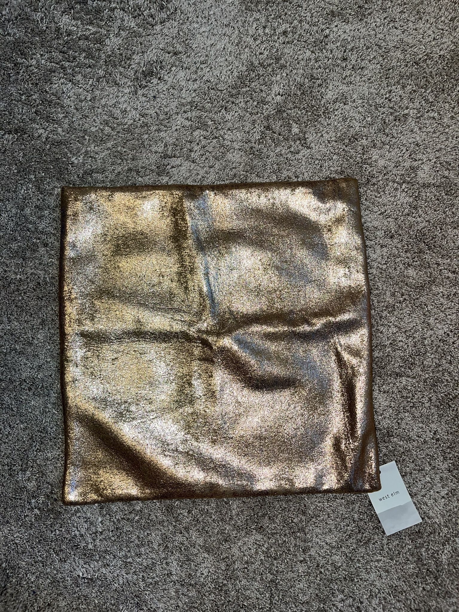West Elm Throw Pillow Cover Metallic Foil Rose Gold Soft Square 20x20 Pink