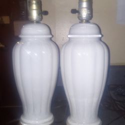 Vintage White Glass Lamps/Kensington Collection 