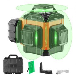 152]100ft Self Leveling Laser Level, Manual Green 3 x 360° Cross Line Laser, Manual Self-leveling Mode & IP54 Waterproof 8h Continuous Working Time Li