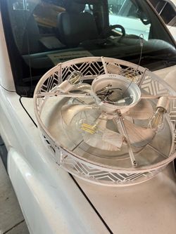 White Ceiling Light Fixture with Geometric Shade and remote