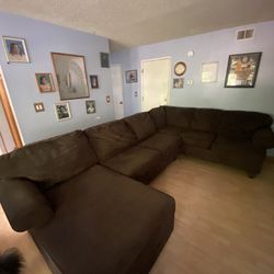 Free 3 Piece Sectional Chocolate Brown Couch 