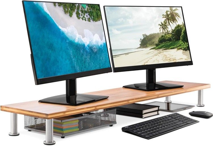 46.75" Dual Computer Monitor/Laptop/TV Wood Riser