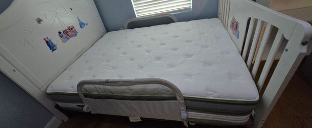 Kids full bed with mattress & guard rails