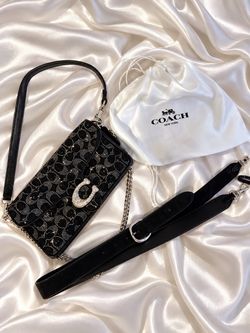 Coach Black Signature Crystal 'C' Tabby 26