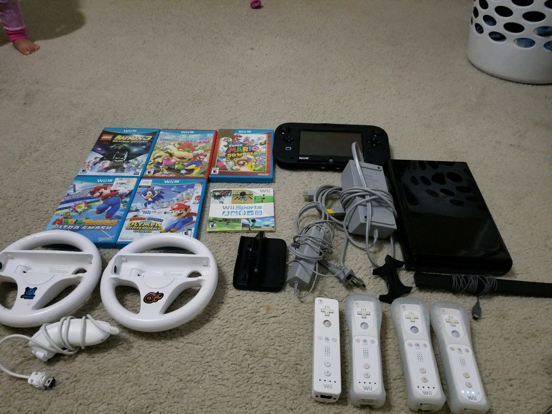 Nintendo Wii U plus games and controllers