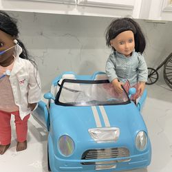 Our Generation Baby Doll And Blue Car