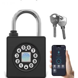 Fingerprint Padlock with Key,Heavy Duty Combination Lock Locker,Water Resistance with Codes APP Access for Outdoor Fence Gate Pool Shed Gym Lock Stora