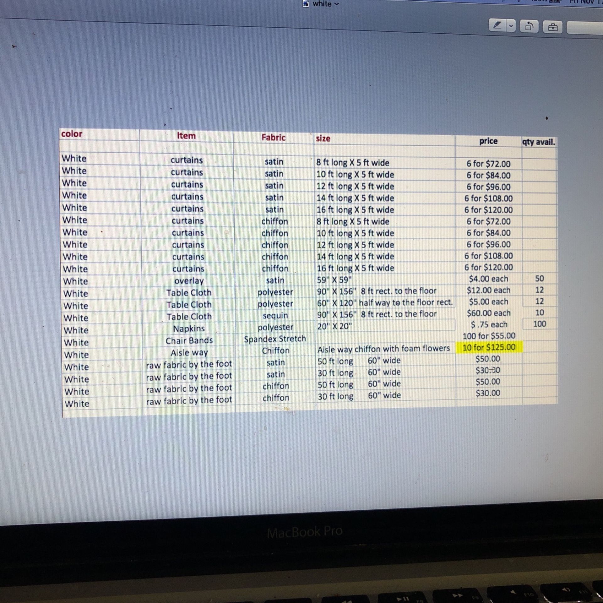 White Wedding Decor Decorations Table Clothes Satin Or Chiffon Curtains