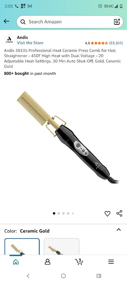 Andis High Heat press comb
