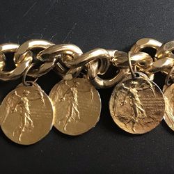 Gold bracelet with faux coins