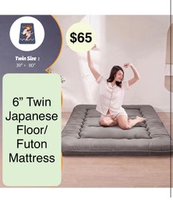 6" Twin  Extra Thick Japanese Floor Mattress Futon Mattress, Foldable Tatami Pad for Adults, Roll Up Floor Mat for Living Room Guest Room RV, Dark Gre