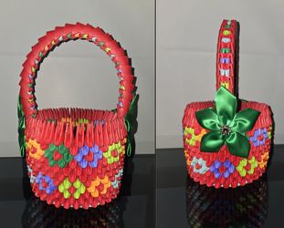 Canasta Decorativa de Origami 3D Hecha a Mano
