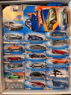 Full legal box of factory sealed Hot Wheels die-cast cars