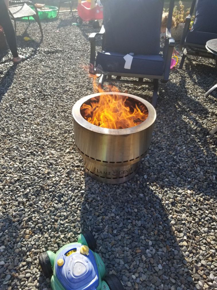 Flame genie pellet stainless fire pit
