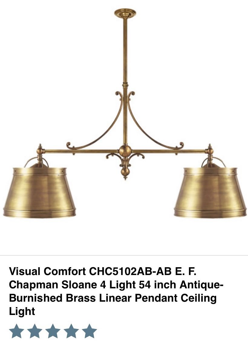 Chapman Sloane 4 Light 54 Inch Antique-Burnished Brass Linear Pendant Ceiling Light