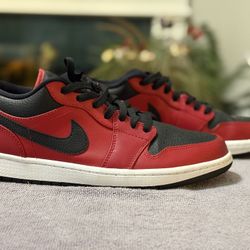 Nike Air Jordan 1 Low Reverse Bred Gym Red Black White Size 10, 553558-605 