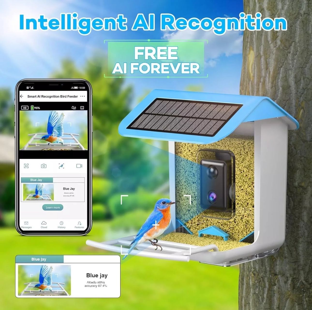 Farmice-Bird Feeder with Camera, Smart Bird Feeder Camera with Al Recognition