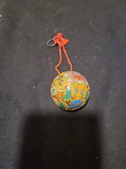 Cloisonne Gold Christmas Ornament Vintage 