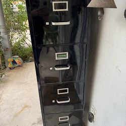 Black metal 4 drawer filing cabinet